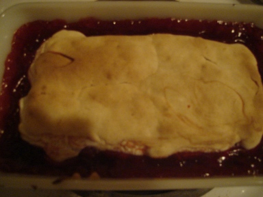Cherry Cobbler In Pan after baking. Cherry Cobbler In Pan after baking.