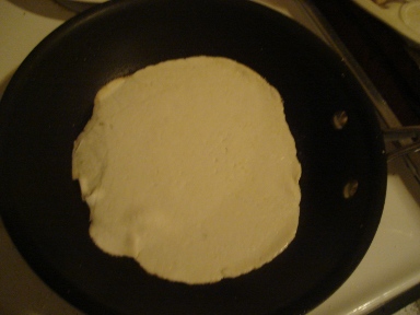 Fry gluten free tortilla lightly.