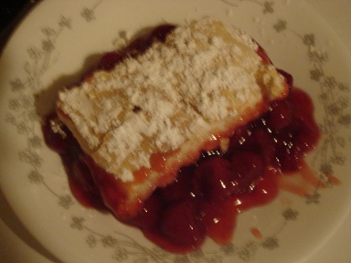 Slice of Gluten Free Cherry Cobbler. Slice of Gluten Free Cherry Cobbler.