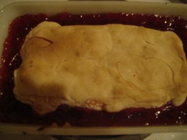 Cherry Cobbler In Pan after baking. Cherry Cobbler In Pan after baking.