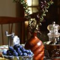 blueberries on table